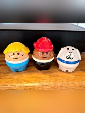 Lot Of 3 Play Toy Figures Dolls Fisher-price Chunky Little People Good Condition